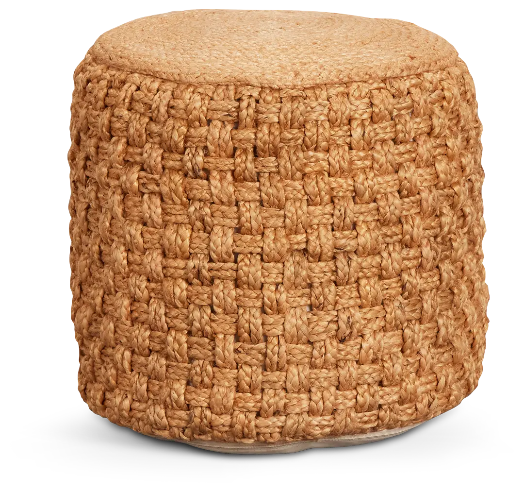 Hari Light Brown Round Accent Pouf Hari Light Brown Round Accent Pouf