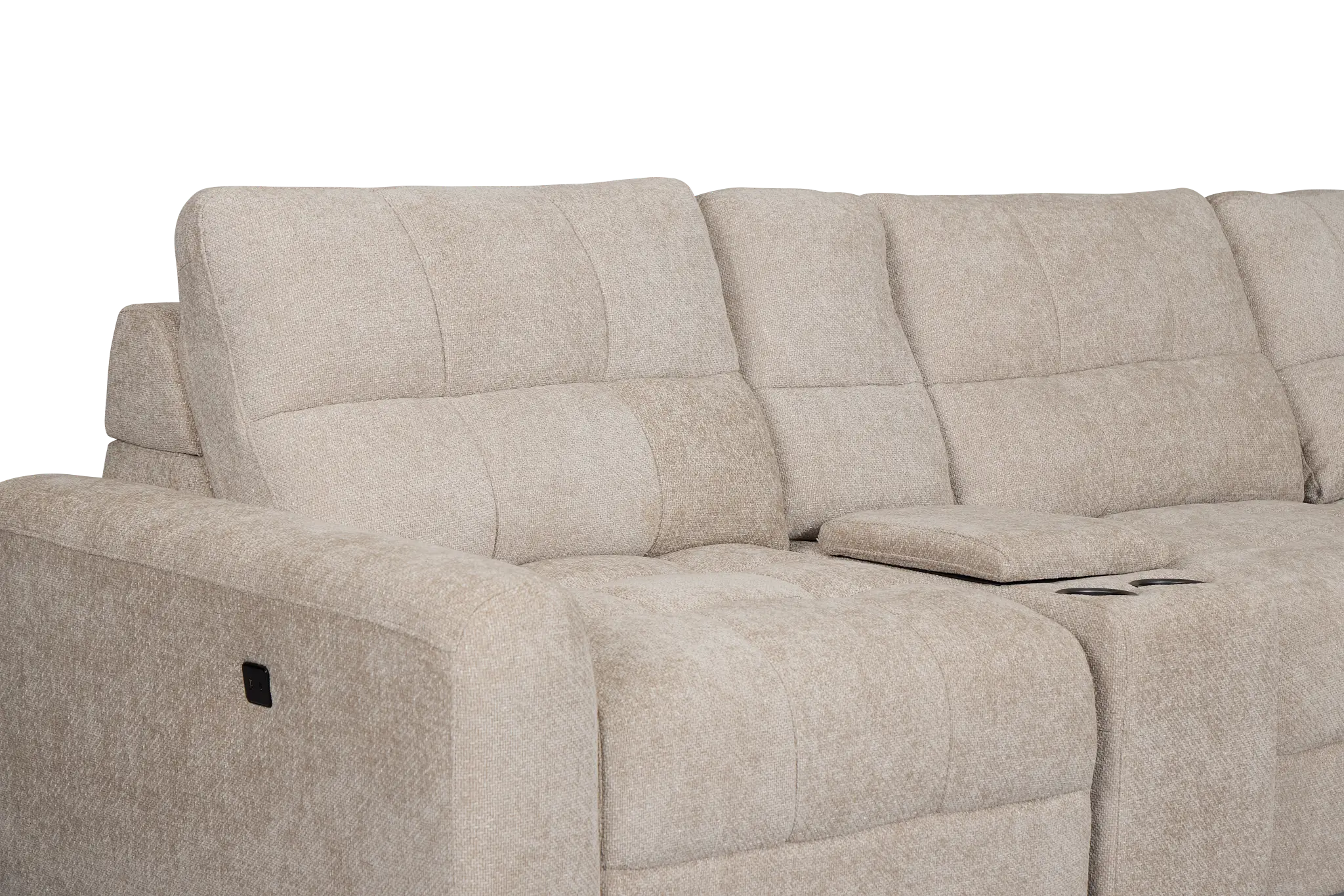 Hendrix Light Taupe Fabric Large Dual Power Right Extension Chaise Sectional Hendrix Light Taupe Fabric Large Dual Power Right Extension Chaise Sectional