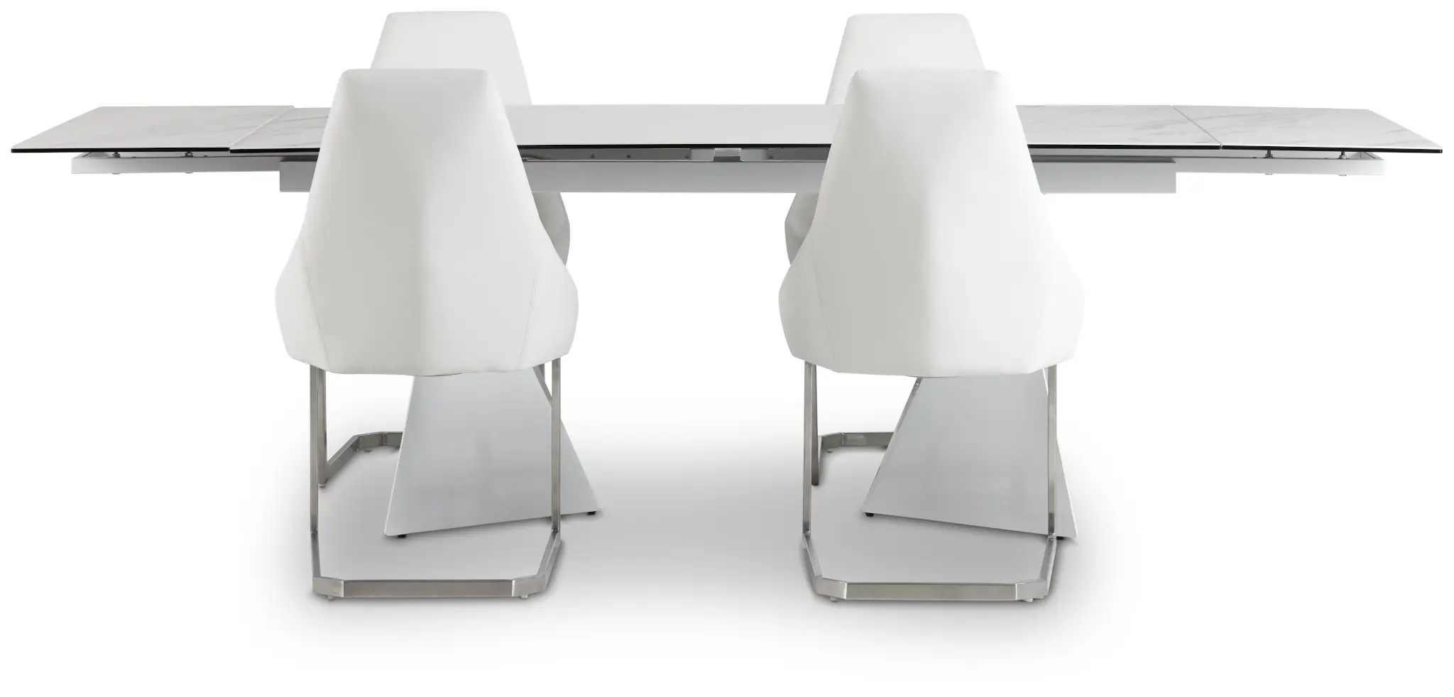 Monaco White Ceramic Table & 4 Upholstered Chairs Monaco White Ceramic Table & 4 Upholstered Chairs