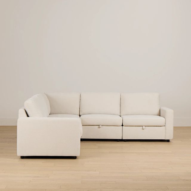 Addie Beige Fabric Small 2-arm Storage Sectional