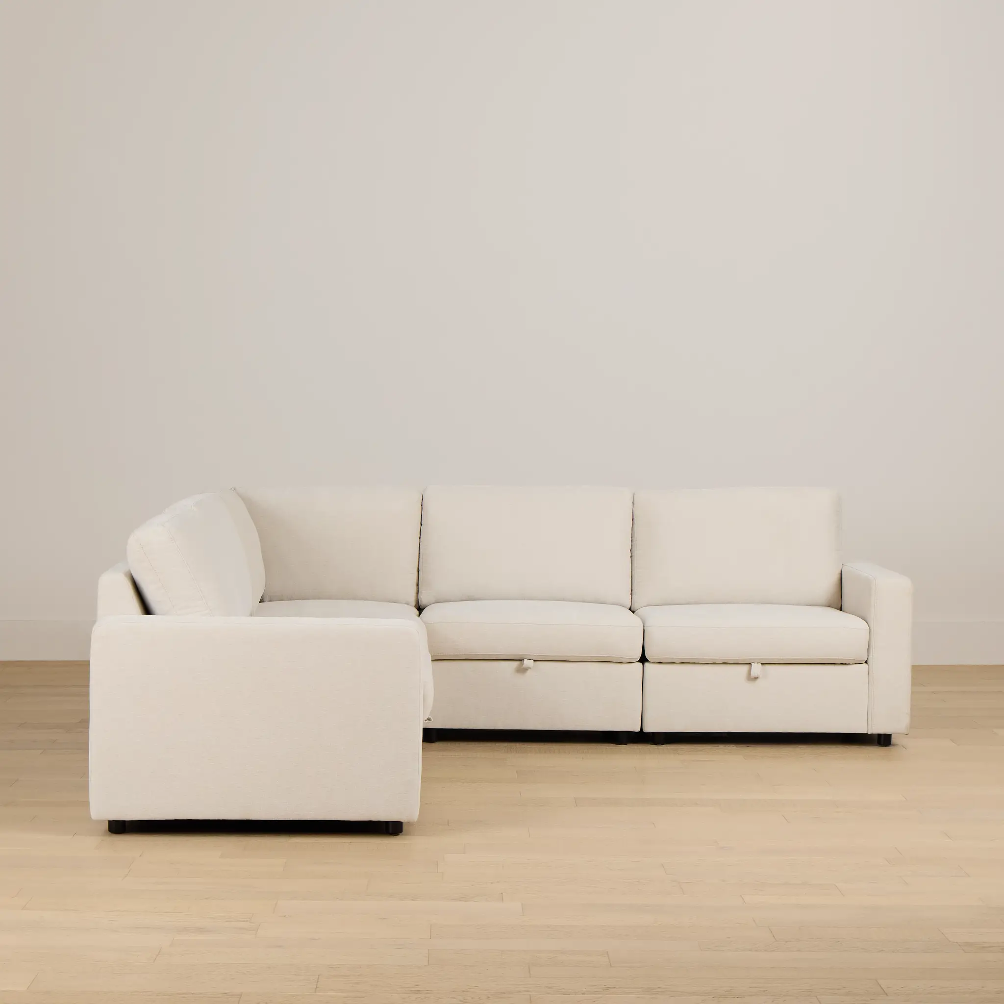 Addie Beige Fabric Small 2-arm Storage Sectional Addie Beige Fabric Small 2-arm Storage Sectional