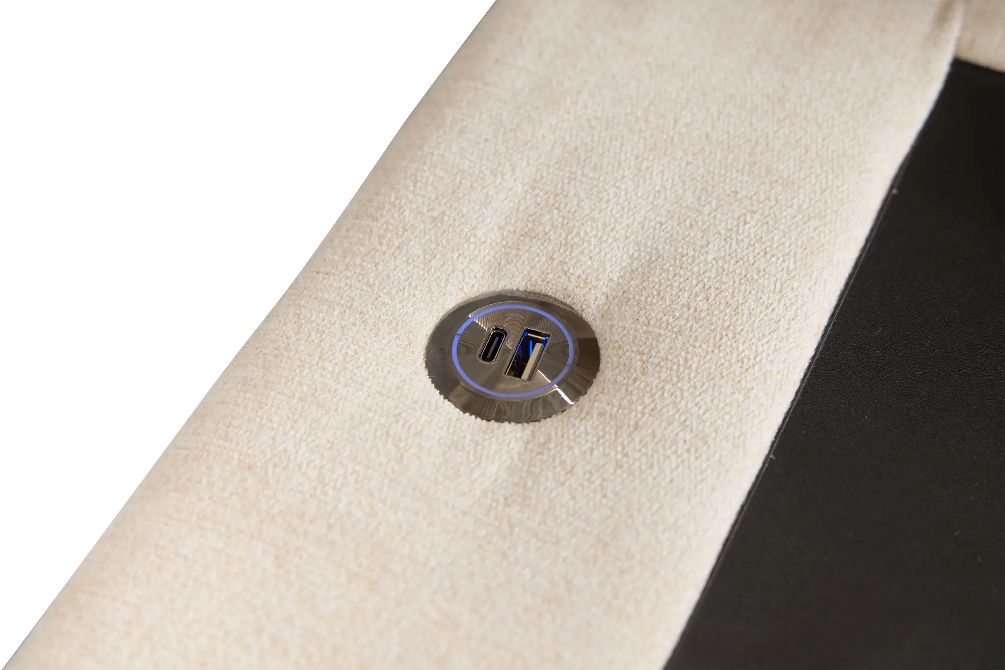 Addie Beige Fabric 2-piece Modular Storage Sofa With Console Addie Beige Fabric 2-piece Modular Storage Sofa With Console