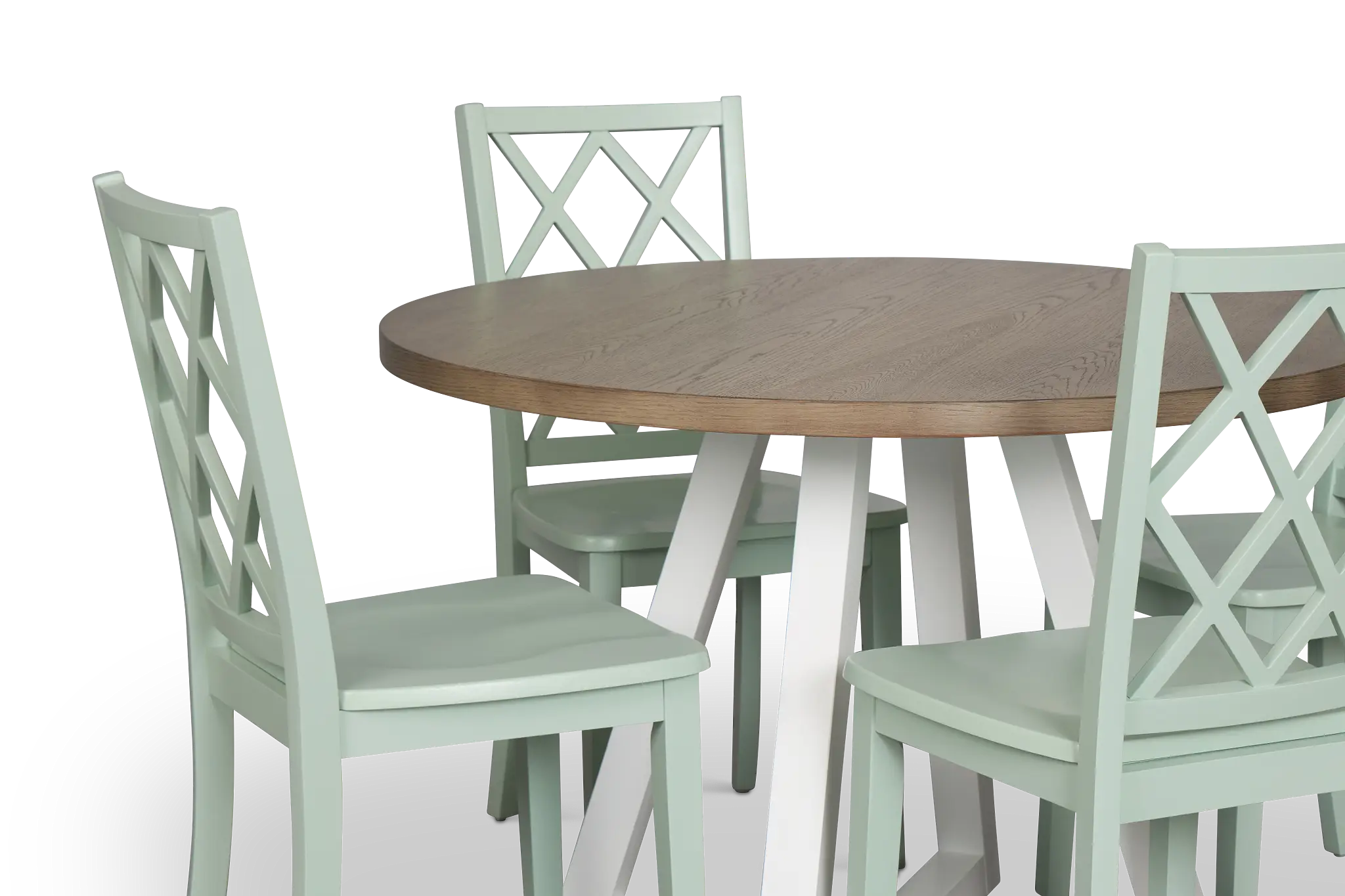 Edgartown Two-tone Round Table & 4 Light Blue Wood Chairs Edgartown Two-tone Round Table & 4 Light Blue Wood Chairs