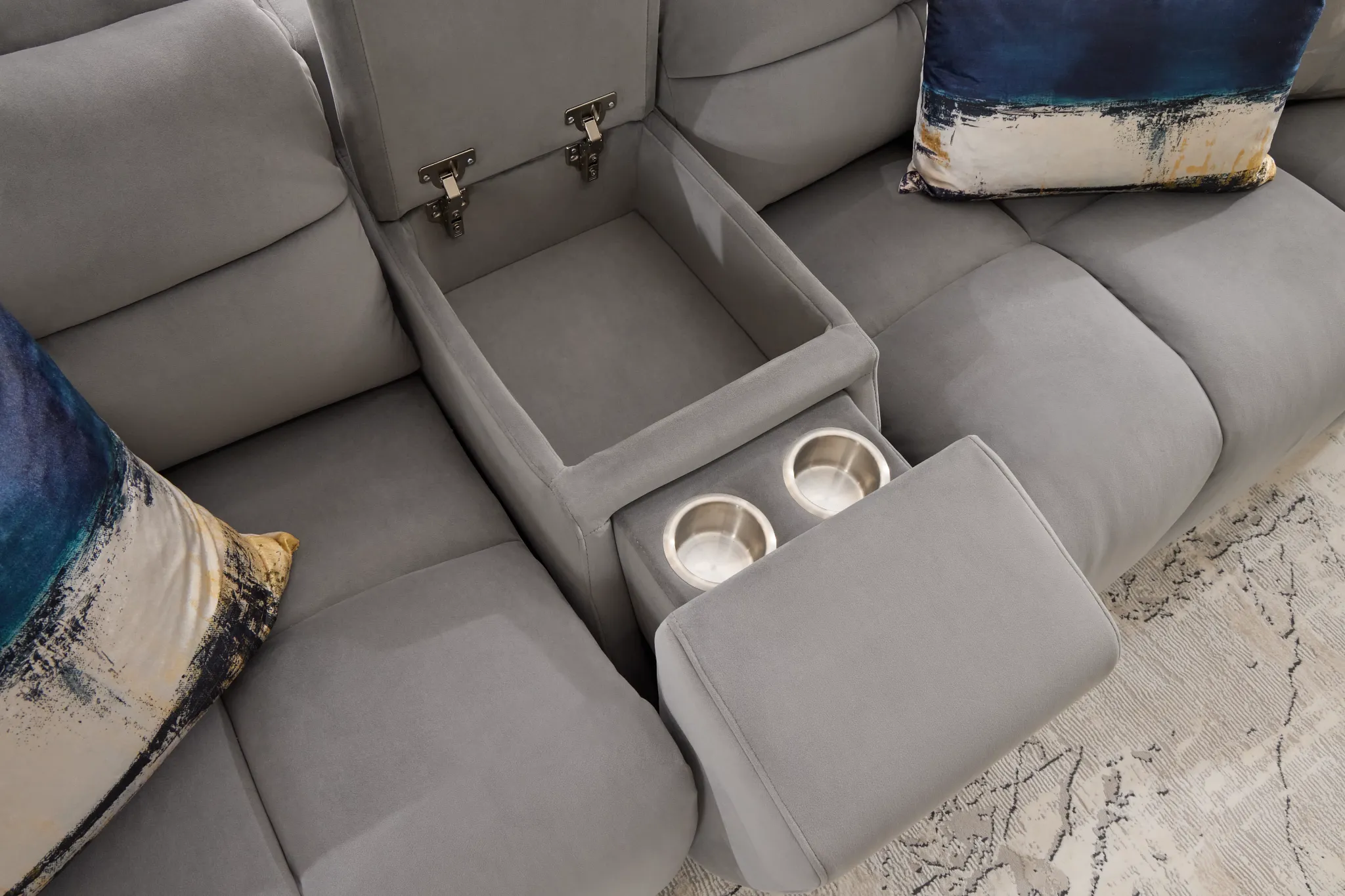 Gemma Light Gray Velvet Power Reclining Sofa