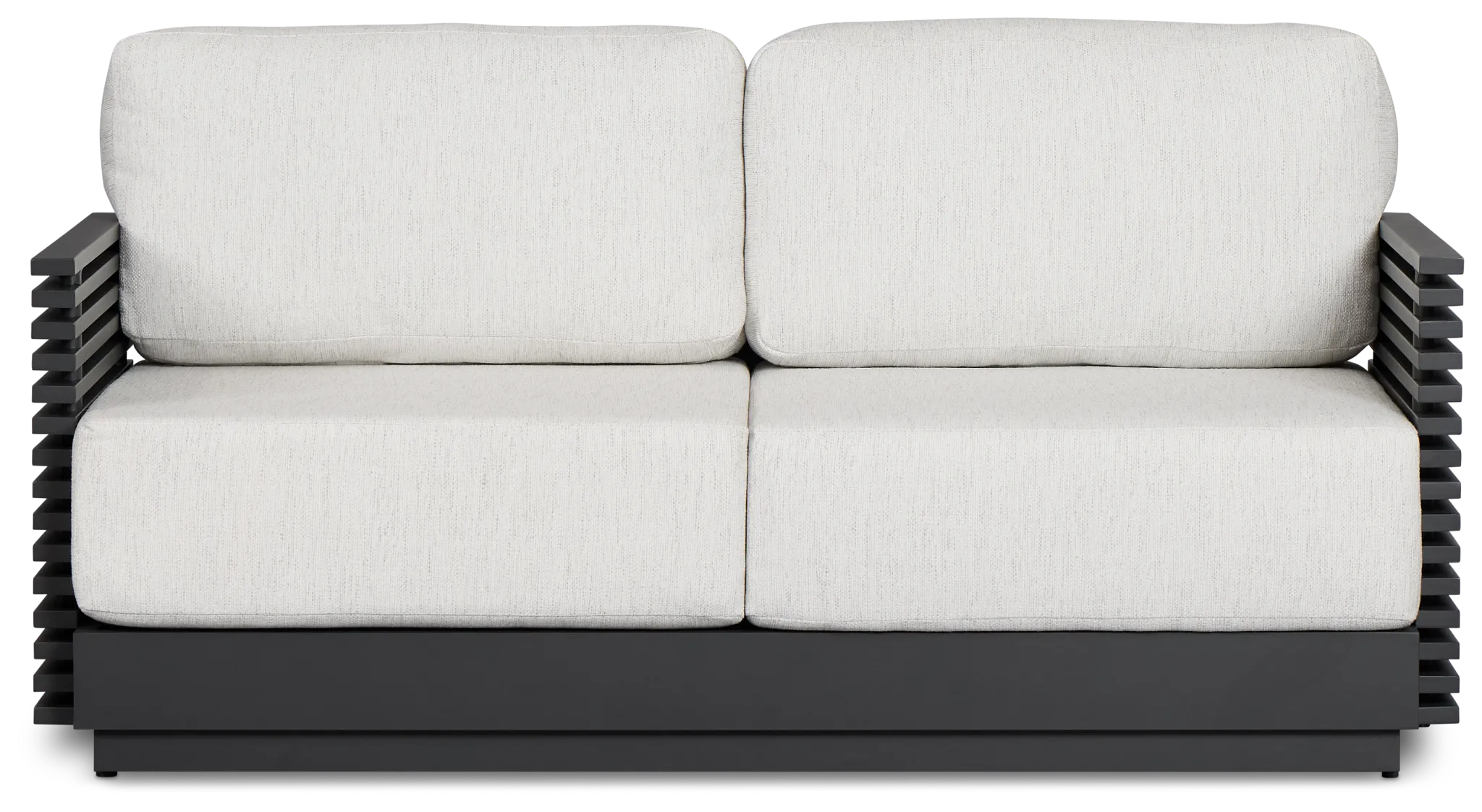 Monterey Black Aluminum Loveseat With Light Gray Cushions