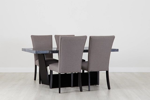 Auburn Dark Gray Rect Table & 4 Dark Gray Upholstered Chairs