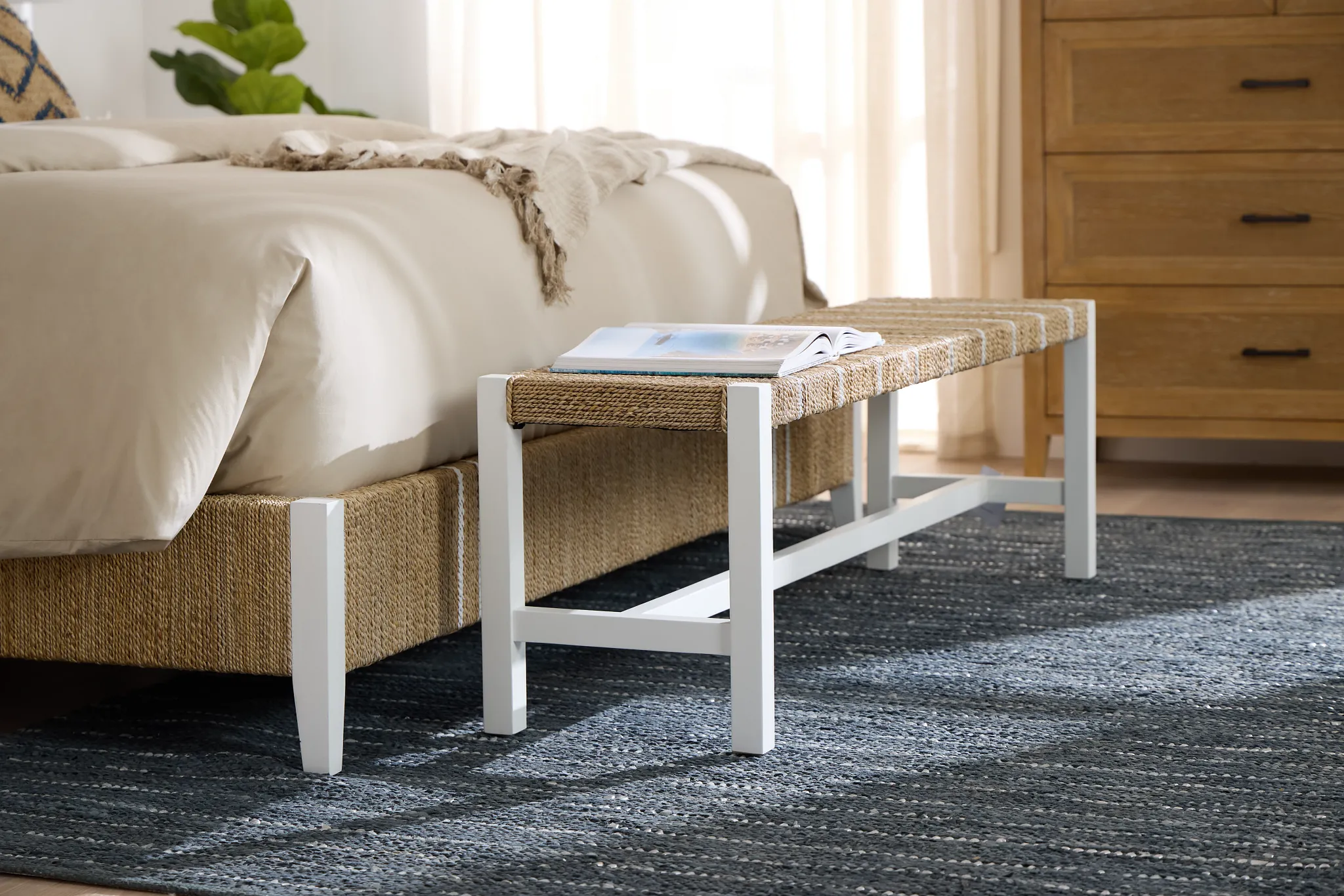 Nantucket Light Tone Woven Dining Bench