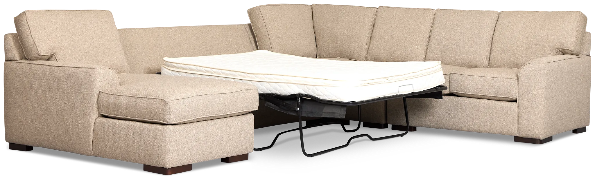 Sinclair Brown Fabric Left Chaise Innerspring Sleeper Sectional