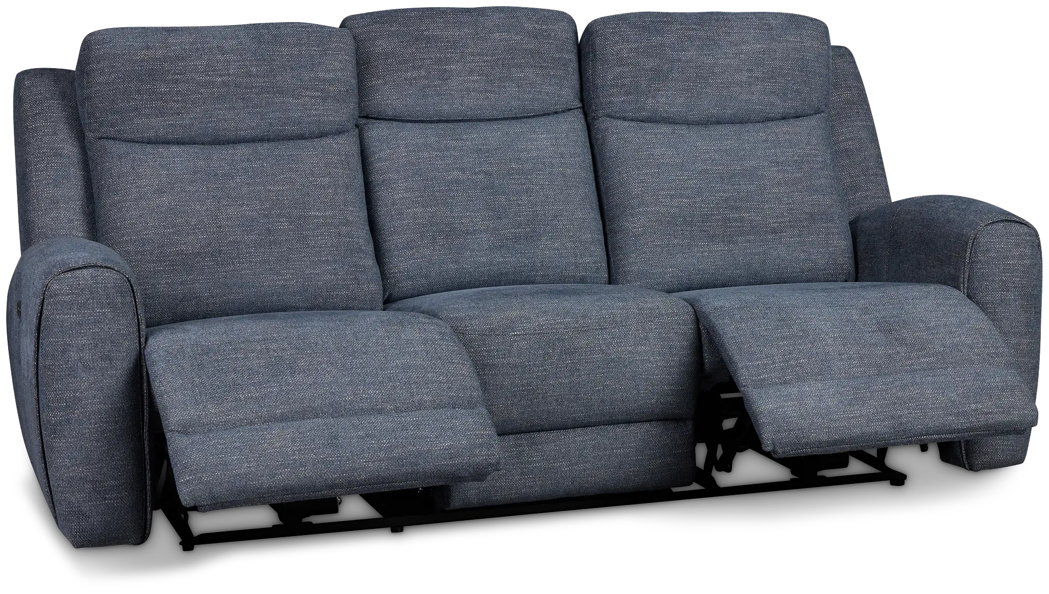 Walker Blue Fabric Power Reclining Sofa W/ Power Headrest Walker Blue Fabric Power Reclining Sofa W/ Power Headrest