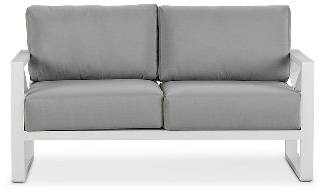 Linear White Dark Gray Aluminum Loveseat