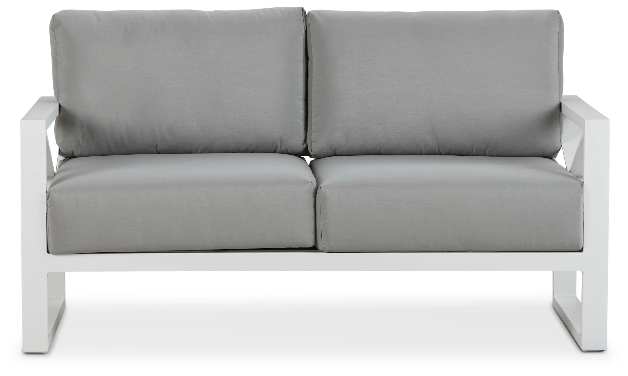Linear White Dark Gray Aluminum Loveseat