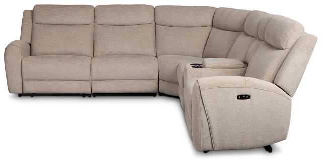 Walker Beige Fabric Medium Dual Power 2-arm Reclining Sectional
