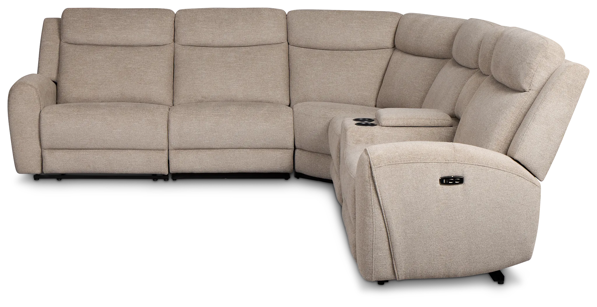 Walker Beige Fabric Medium Dual Power 2-arm Reclining Sectional