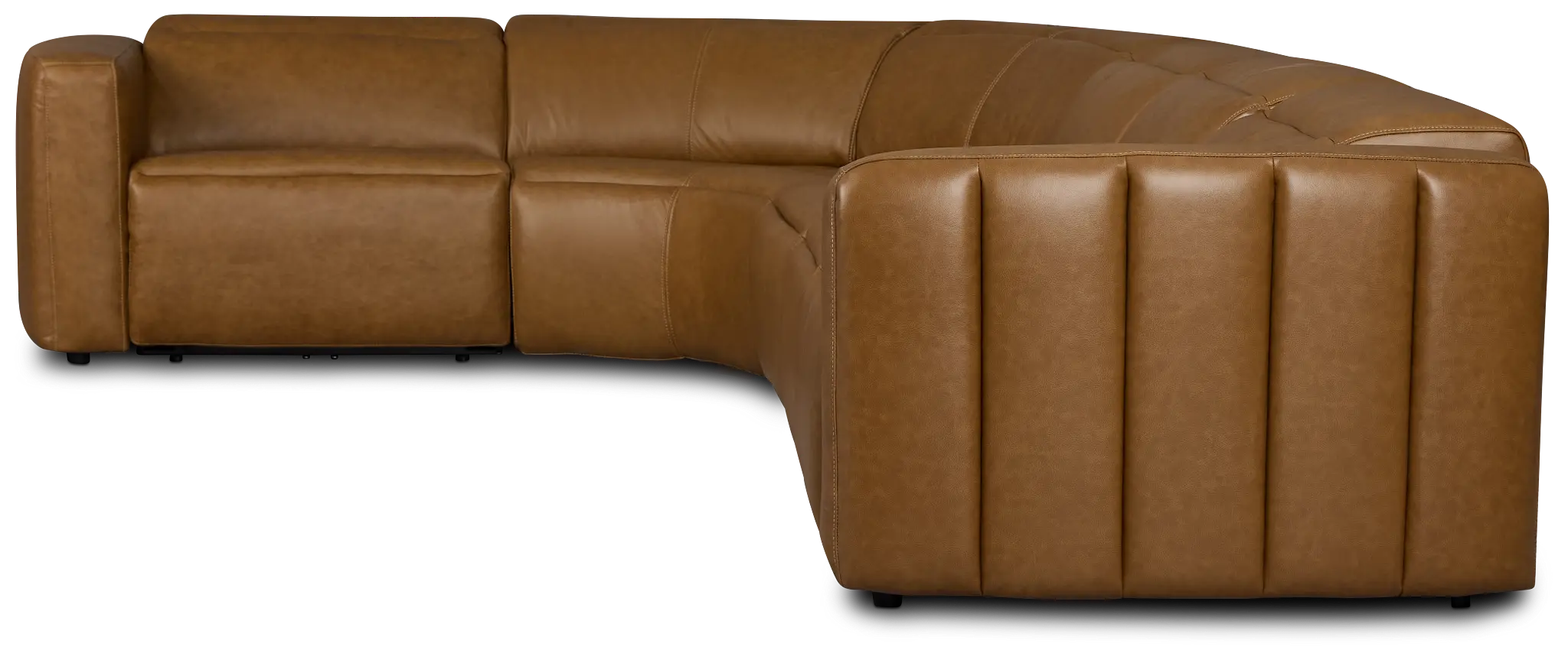 Jace Medium Brown Lthr/vinyl Small Triple Power Reclining Two-arm Sectional Jace Medium Brown Lthr/vinyl Small Triple Power Reclining Two-arm Sectional