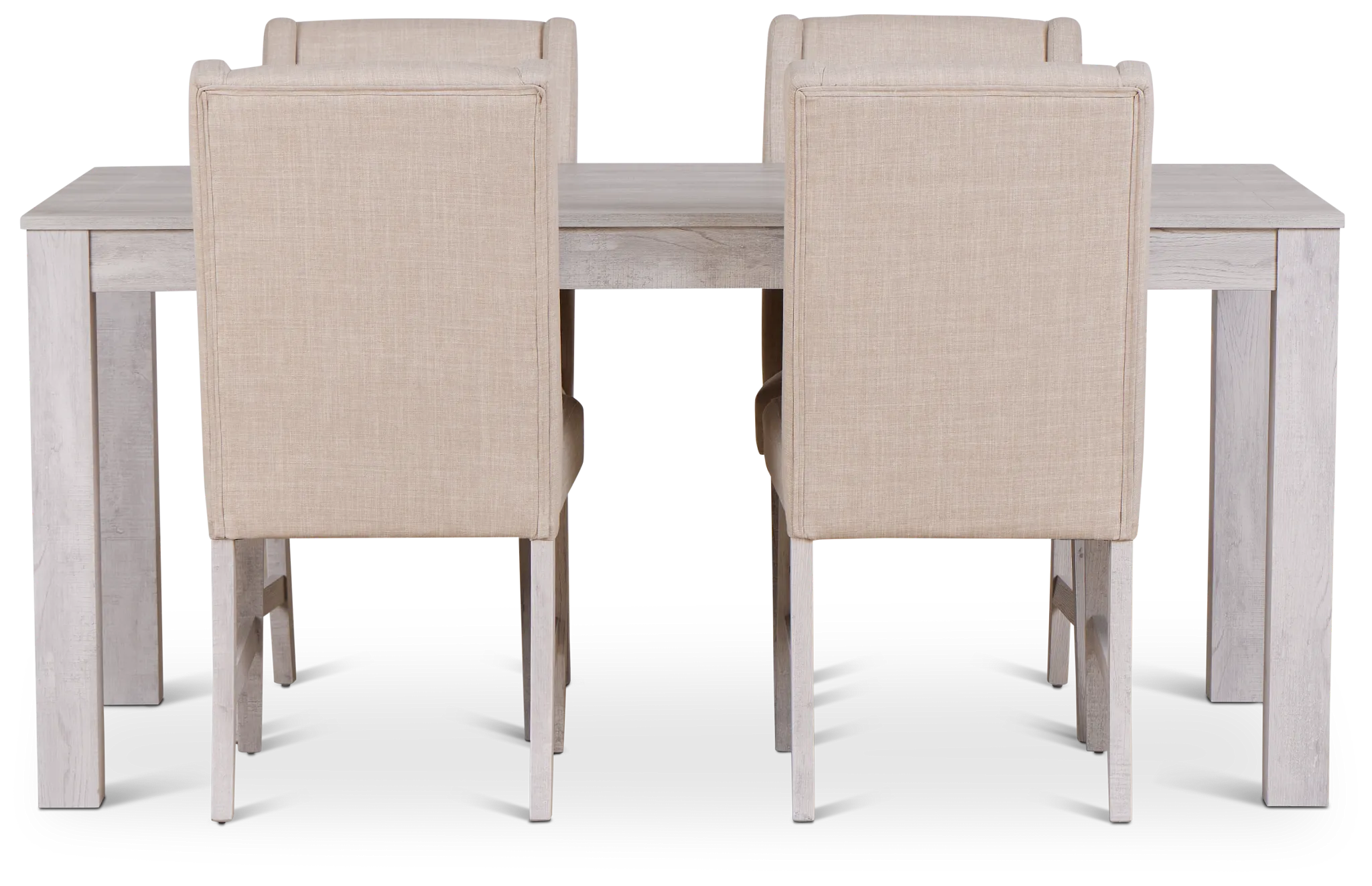 Delray White Rect Table & 4 Upholstered Chairs