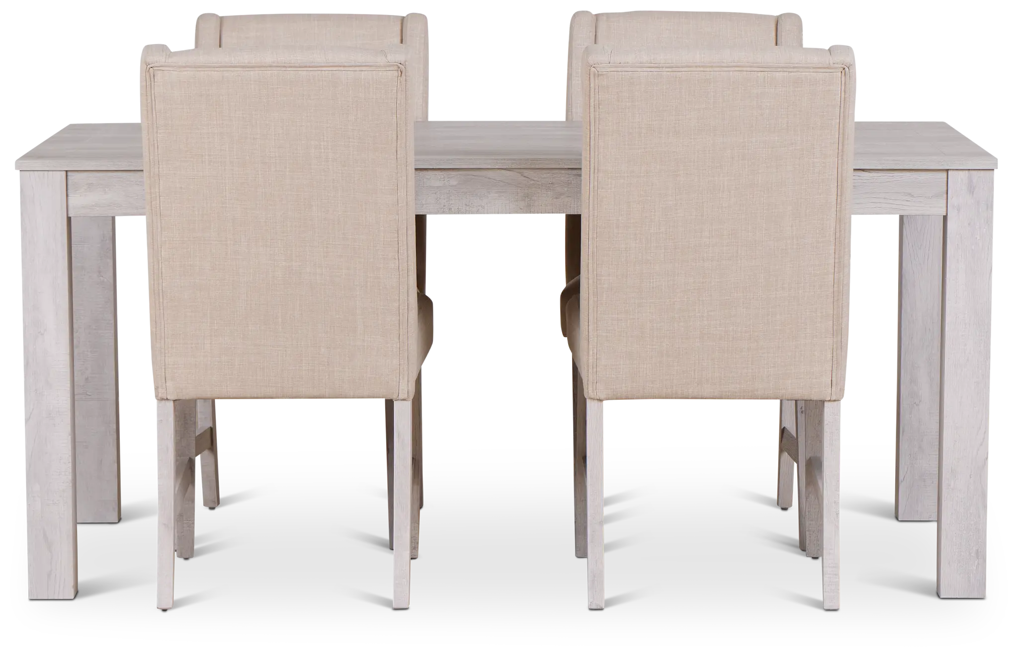 Delray White Rect Table & 4 Upholstered Chairs Delray White Rect Table & 4 Upholstered Chairs