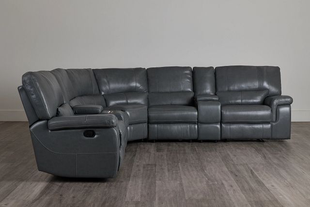 Weston Light Gray Lthr/vinyl Large Two-arm Manually Reclining Sectional
