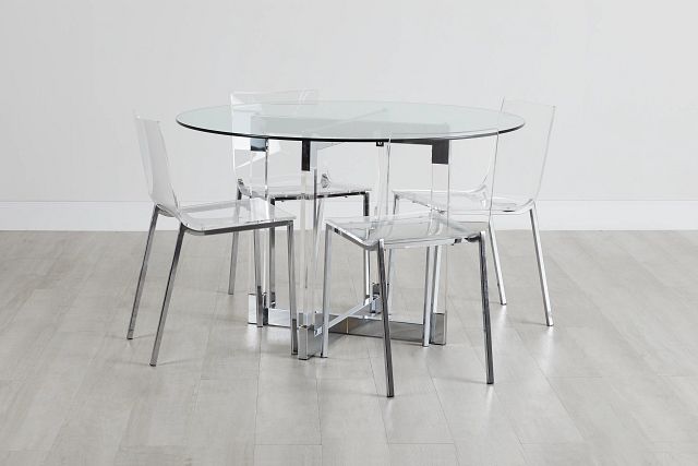 round perspex dining table and chairs