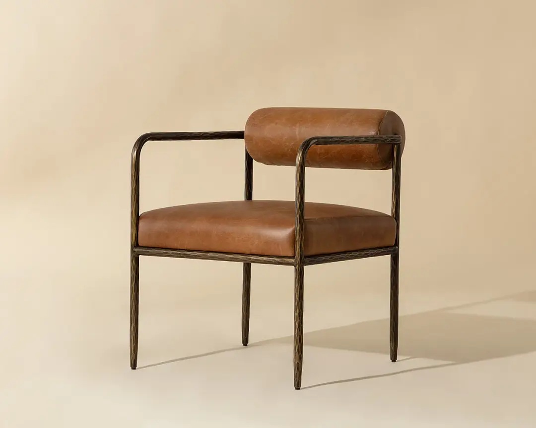 Ajan Brown Leather Upholstered Arm Chair Ajan Brown Leather Upholstered Arm Chair