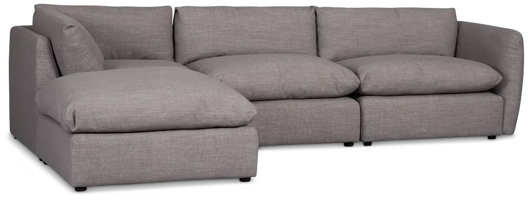 Serena Gray Fabric 4-piece Left Facing Bumper Sectional
