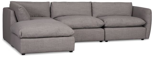 Serena Gray Fabric 4-piece Left Facing Bumper Sectional