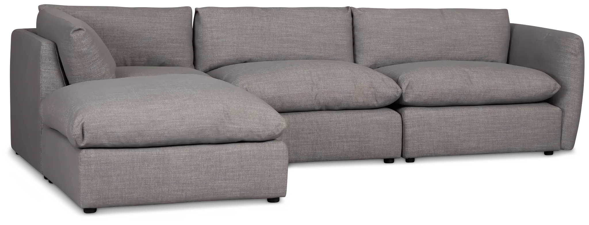 Serena Gray Fabric 4-piece Left Facing Bumper Sectional