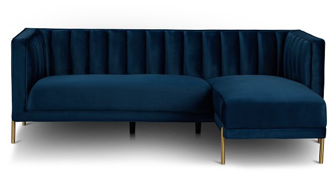 Bella Dark Blue Velvet Right Chaise Sectional