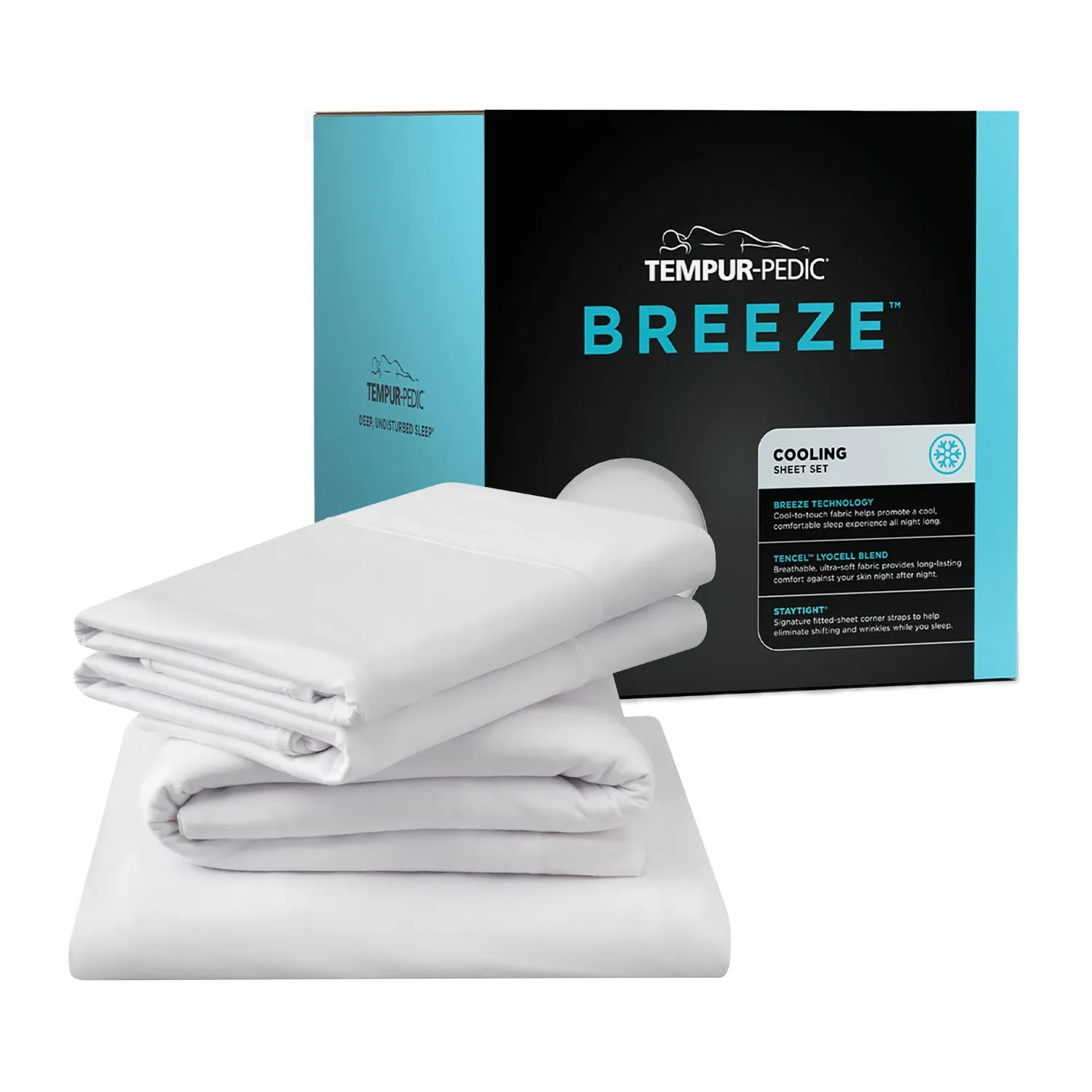 Tempur-pedic Breeze Cooling White Tencel Ctn Sheets