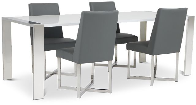 Neo Gray Rect Table & 4 Upholstered Chairs