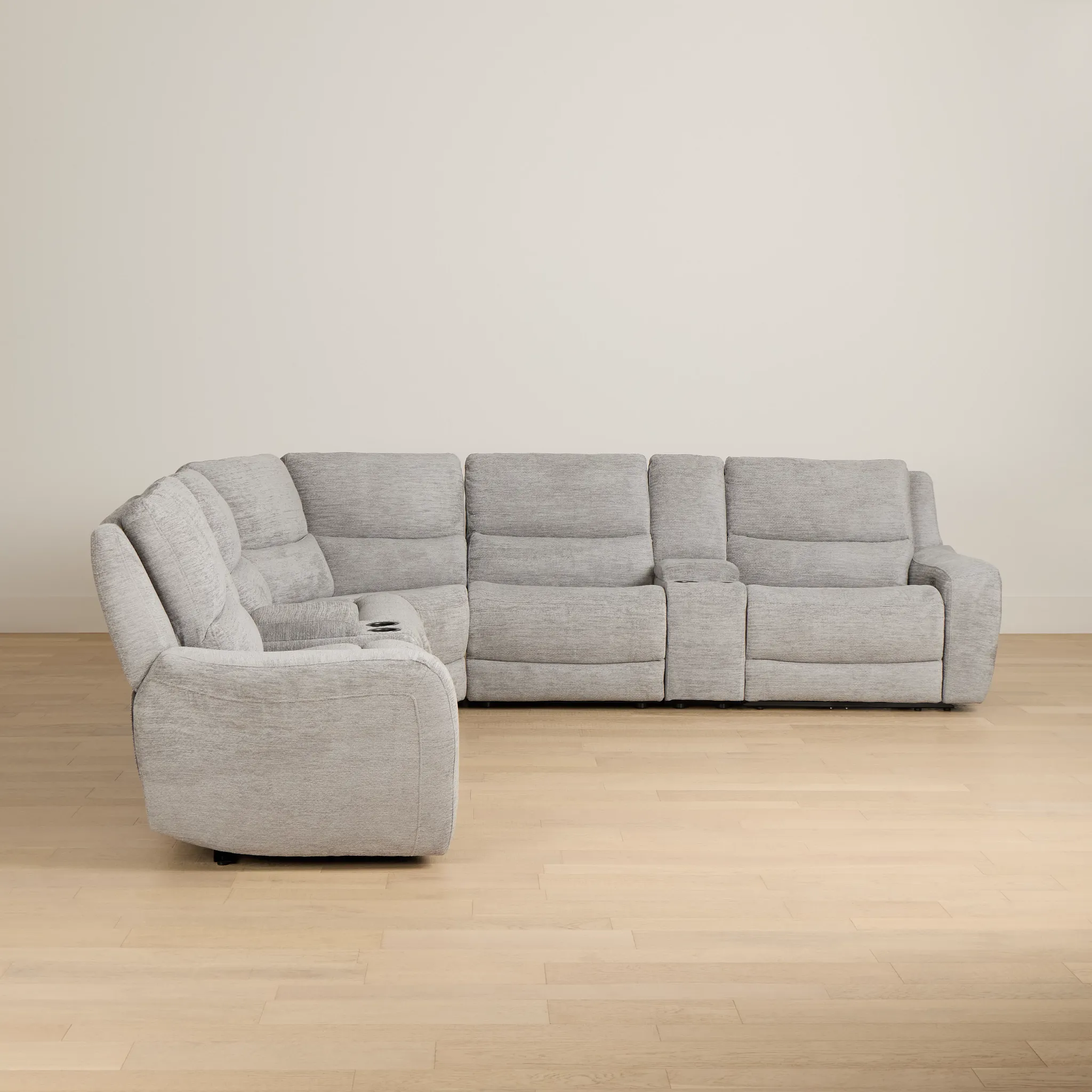 Bennett Gray Fabric Large Dual Power Reclining Two-arm Sectional