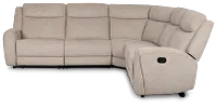 Walker Beige Fabric Small Two-arm Manually Reclining Sectional