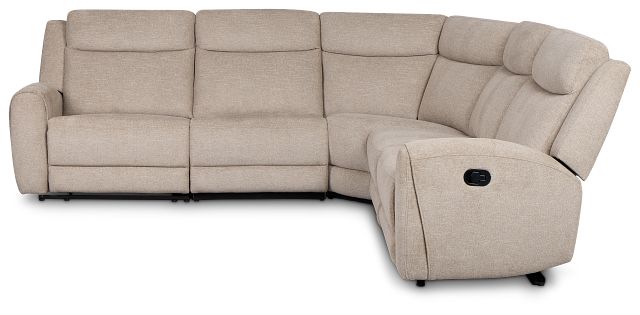 Walker Beige Fabric Small Two-arm Manually Reclining Sectional