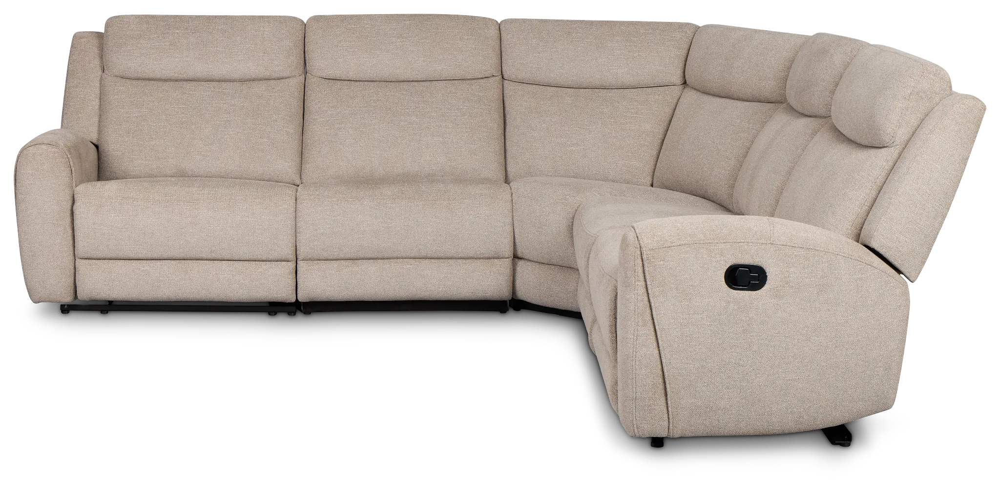 Walker Beige Fabric Small Two-arm Manually Reclining Sectional Walker Beige Fabric Small Two-arm Manually Reclining Sectional