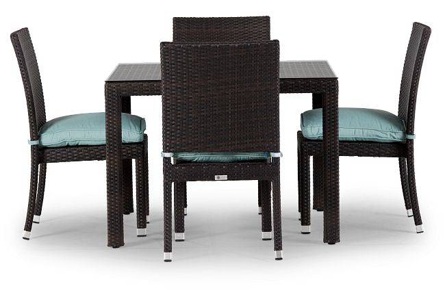 Zen Teal 40" Square Table & 4 Chairs