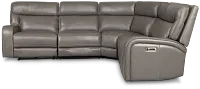 Jasper Gray Leather Small Two-arm Power Reclining Sectional