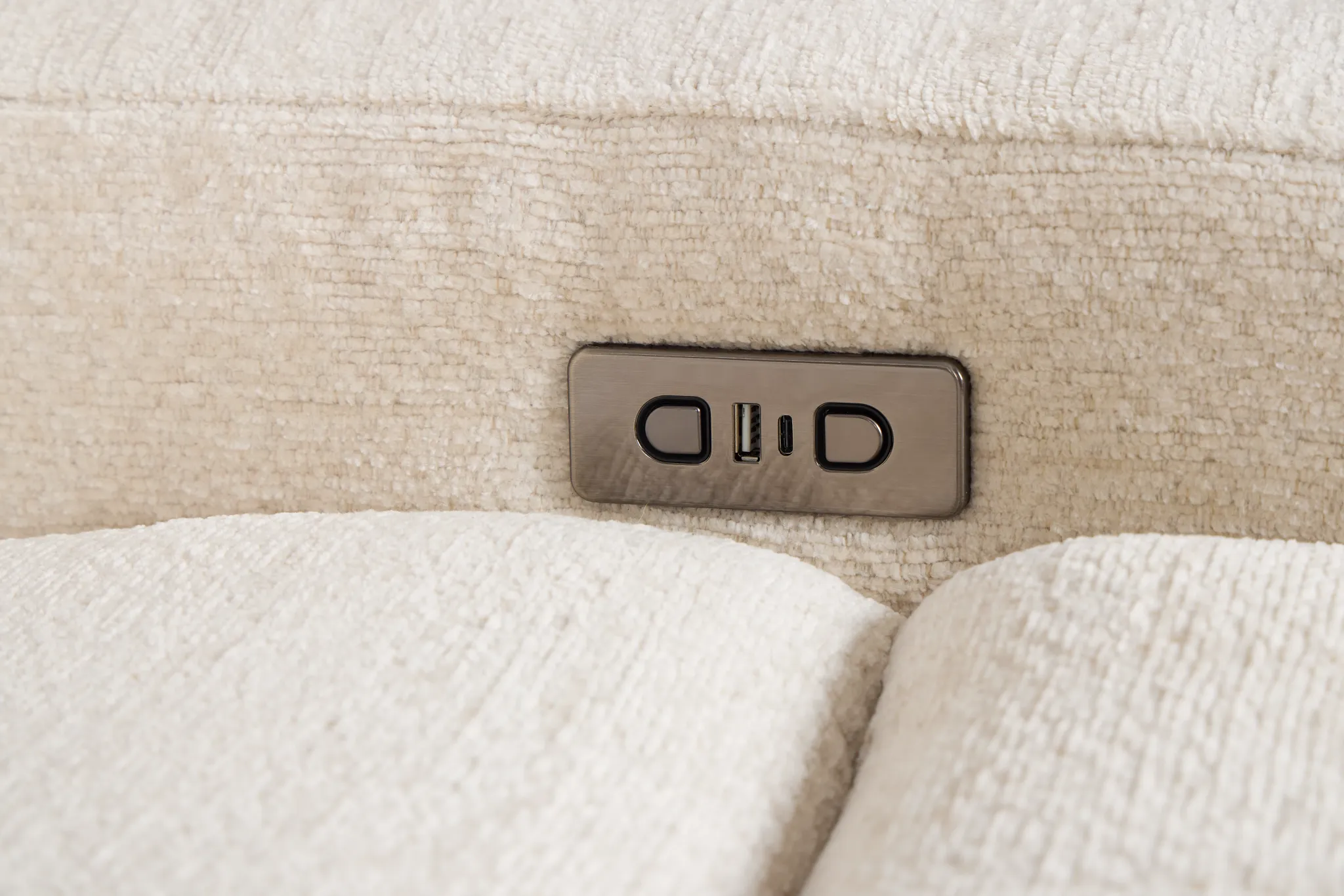 Bennett Light Beige Fabric Power Reclining Sofa