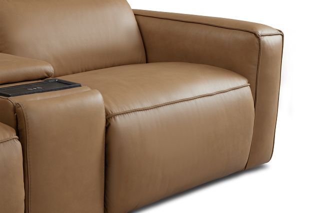 Ryland Brown Lthr/vinyl Large Triple Power Reclining Two-arm Sectional