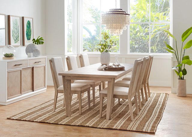 Boca Grande Light Tone Rectangular Table & 4 Upholstered Chairs (2)
