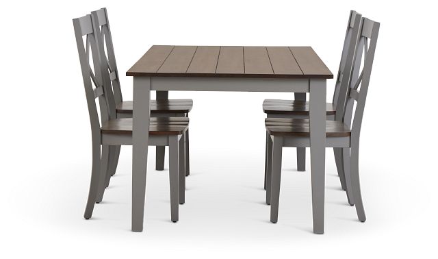 Sumter Gray Rect Table & 4 Wood Chairs