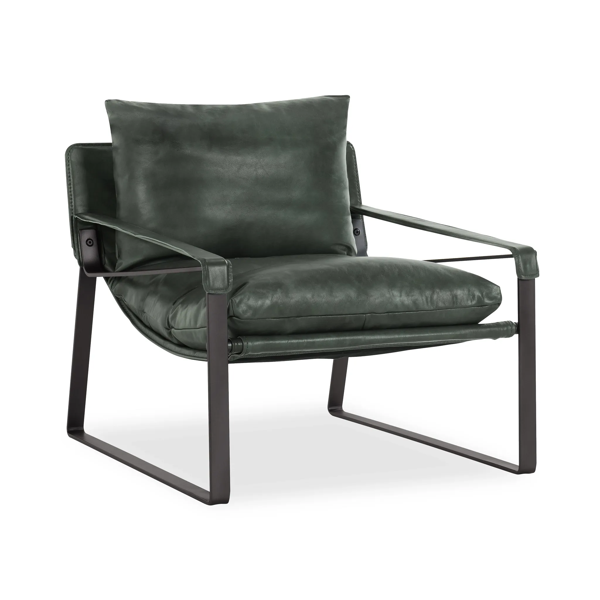 Times Green Leather Accent Chair