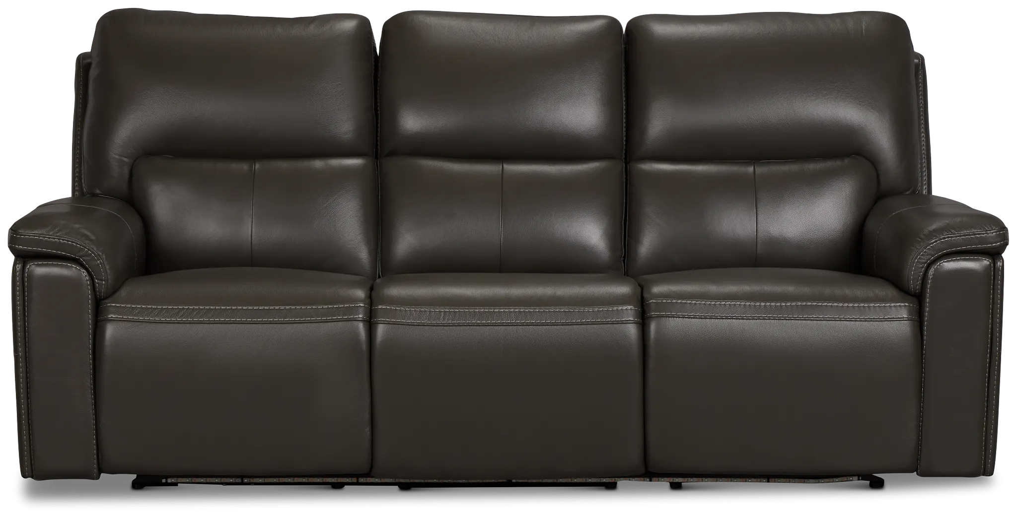 Fallon Dark Gray Lthr/vinyl Power Reclining Sofa W/ Massage