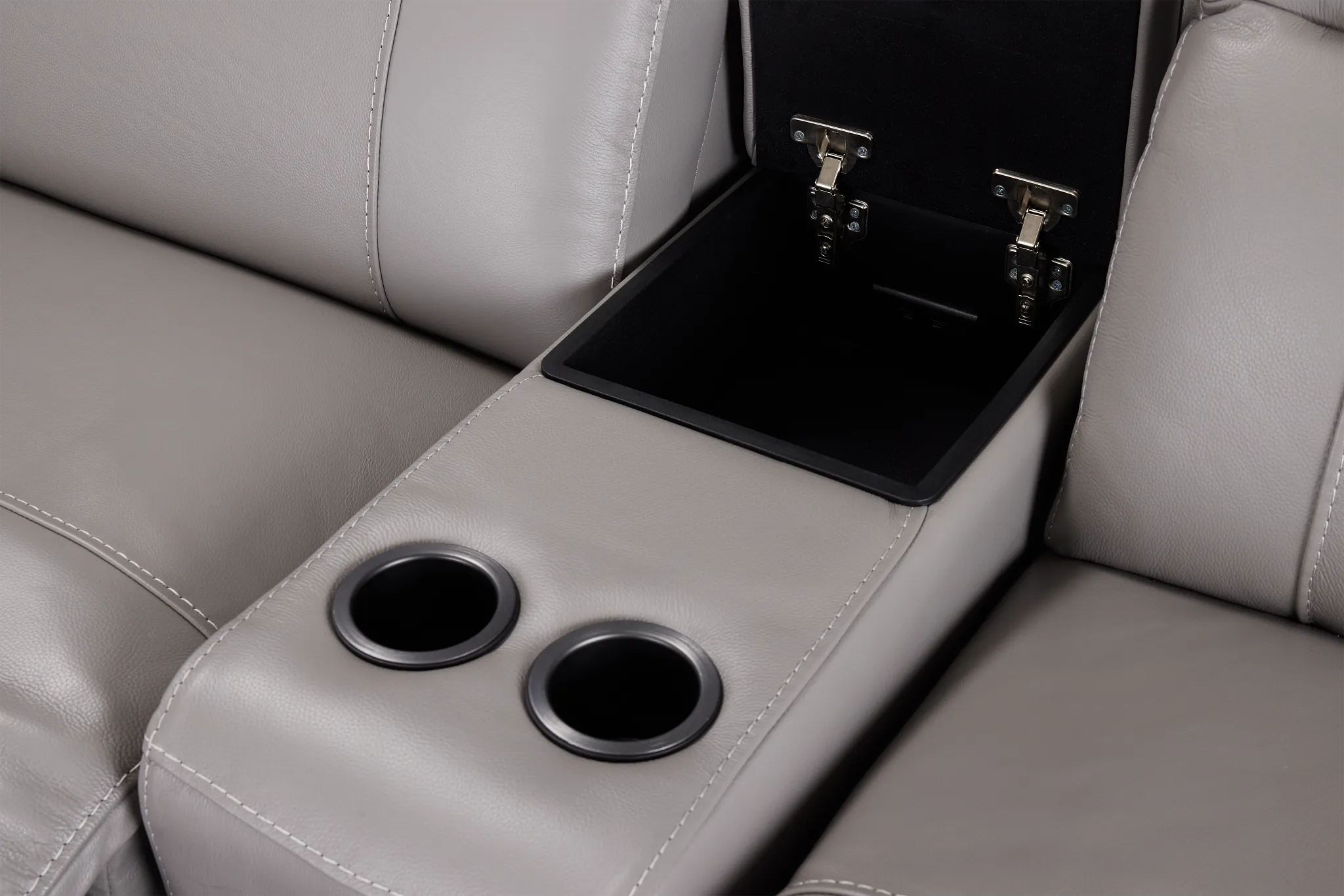 Marion Gray Lthr/vinyl Medium Triple Power 2-arm Sectional