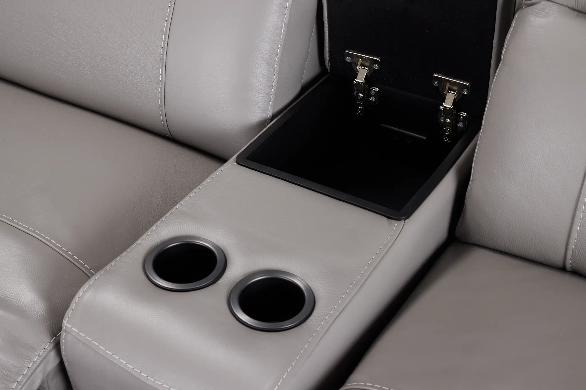 Marion Gray Lthr/vinyl Medium Triple Power 2-arm Sectional Marion Gray Lthr/vinyl Medium Triple Power 2-arm Sectional