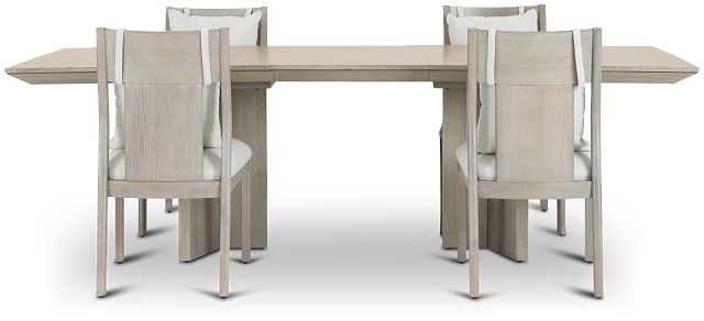 Pasadena Light Tone Rectangular Table & 4 Upholstered Chairs (5)