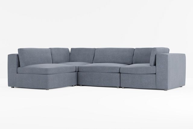 Destin Victory Dark Blue Fabric 4-piece Modular Sectional