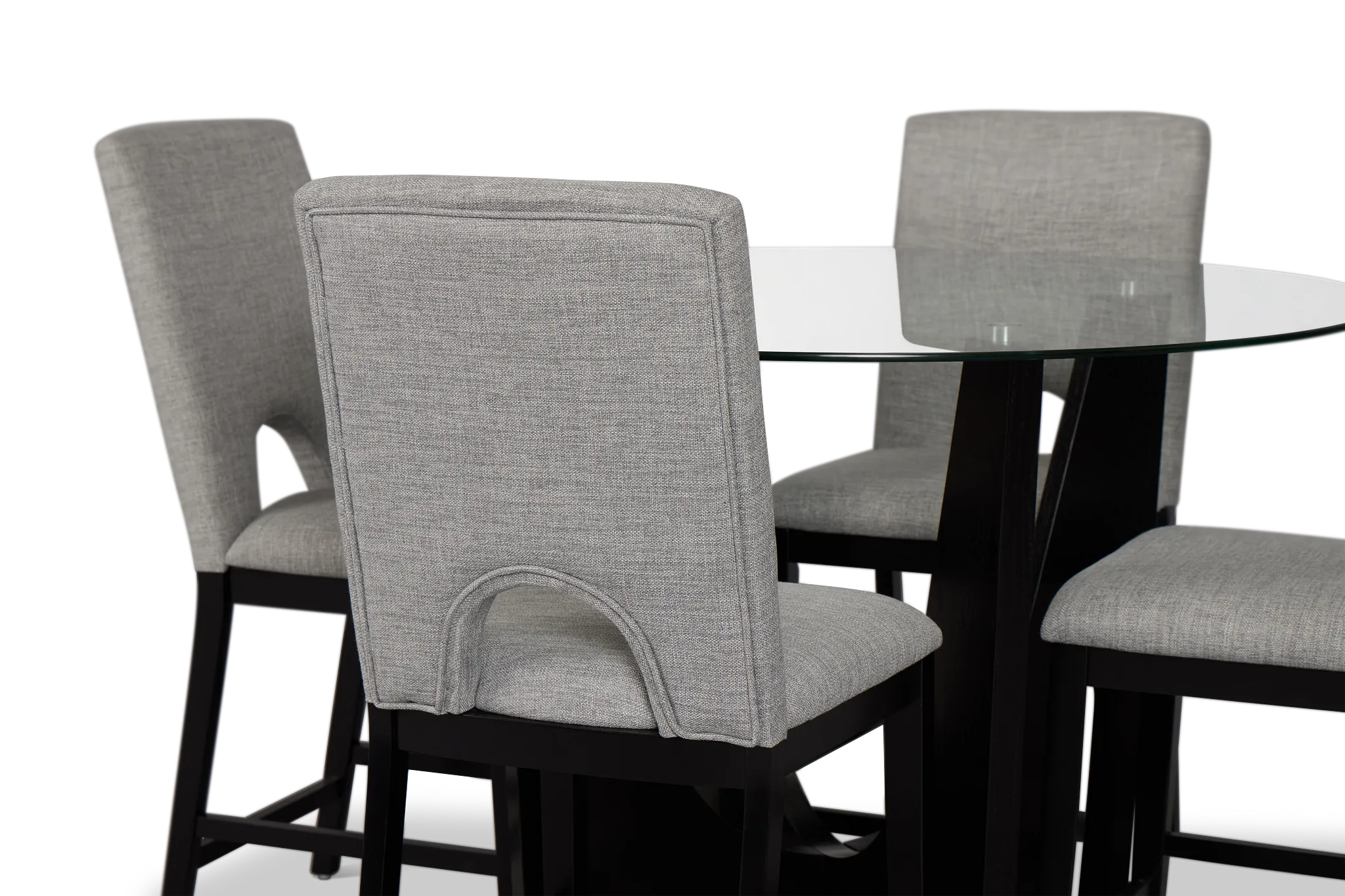 Oxford Glass High Table & 4 Upholstered Barstools