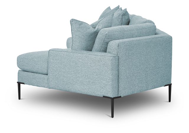 Morgan Teal Fabric Right-arm Cuddler Sectional With Metal Legs