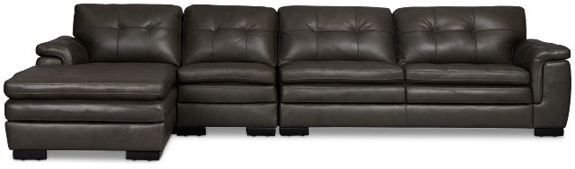 Braden Dark Gray Leather Small Left Chaise Sectional