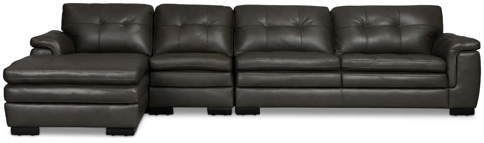 Braden Dark Gray Leather Small Left Chaise Sectional Braden Dark Gray Leather Small Left Chaise Sectional