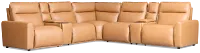 Edison Medium Brown Leather/Vinyl Large Triple Power Reclining Two-arm Sectional